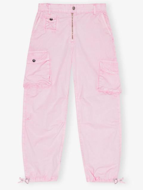 GANNI PINK WASHED COTTON TWILL PANTS