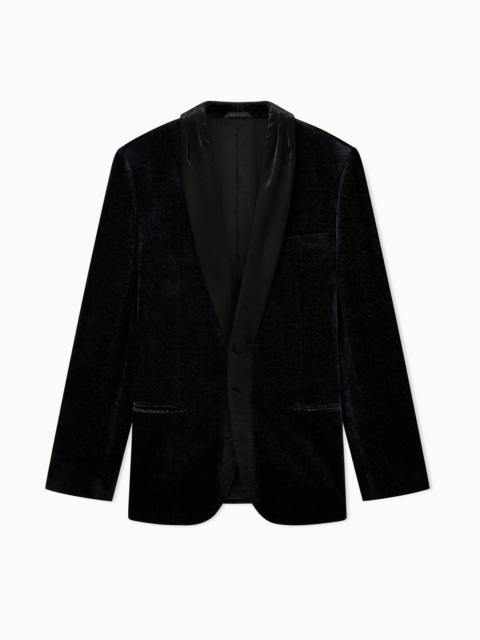 GIORGIO ARMANI SINGLE-BREASTED JACKET IN DEVORÈ VELVET