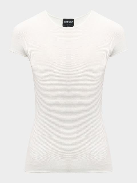 GIORGIO ARMANI Scoop-Neck Short-Sleeve Ribbed Tee
