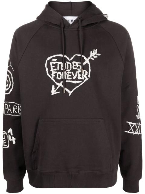 Étude graffiti-embroidery organic cotton hoodie