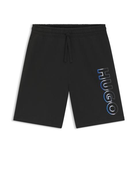 HUGO OMBRÉ-LOGO SHORTS IN COTTON TERRY
