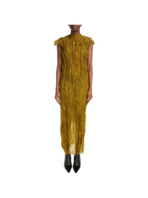 Acne Studios Acne Studios Didi Crinkled Cap Sleeve Georgette Dress in Seaweed Green at Nordstrom