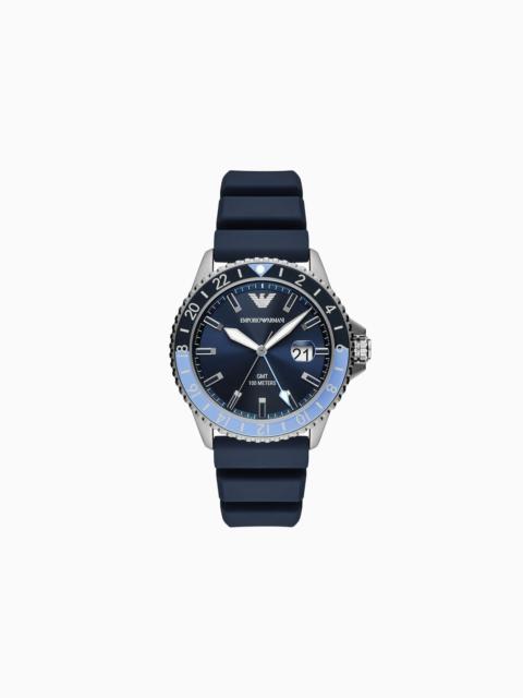 GMT Dual Time Blue Silicone Watch