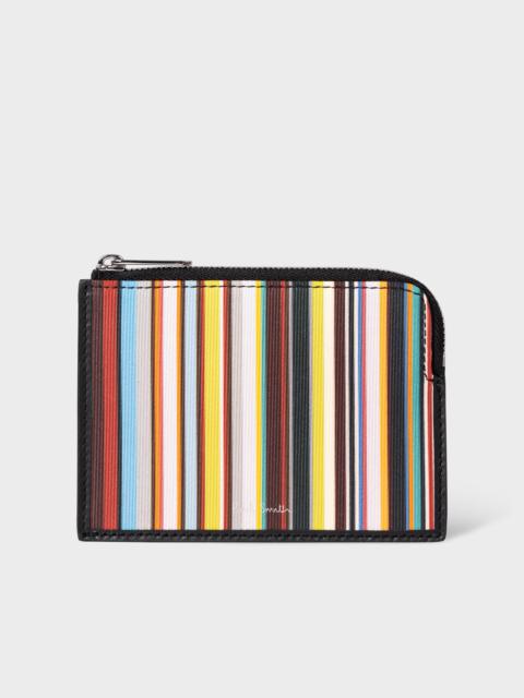 'Signature Stripe' Zip-Around Wallet