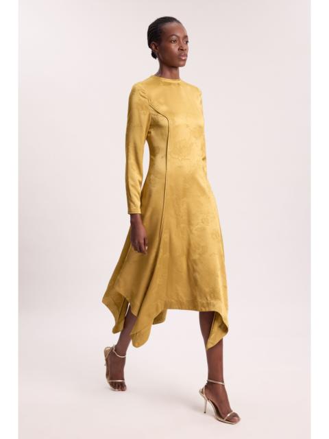 KAREN MILLEN Jacquard Long Sleeve Hanky Hem Woven Maxi Dress