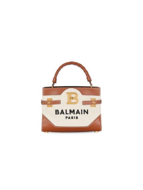 Balmain B-Buzz 22 Canvas Top Handle Bag with leather insert
