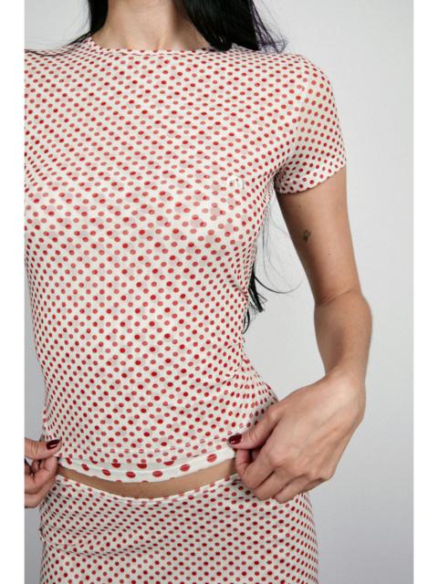 miaou MESH MINI TEE - WHITE POLKA DOT
