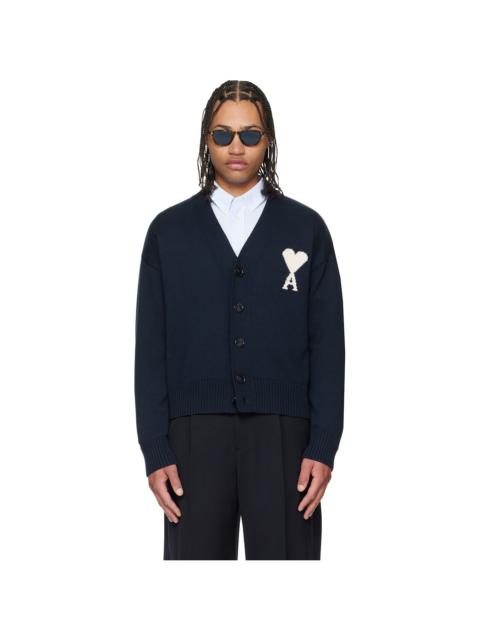 AMI Paris Navy Wool Ami de Coeur Cardigan