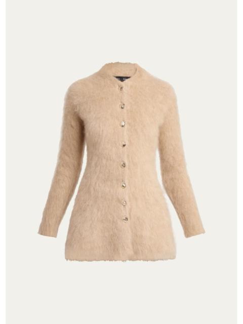 Proenza Schouler Aniza Fuzzy Mohair-Blend Crewneck Cardigan