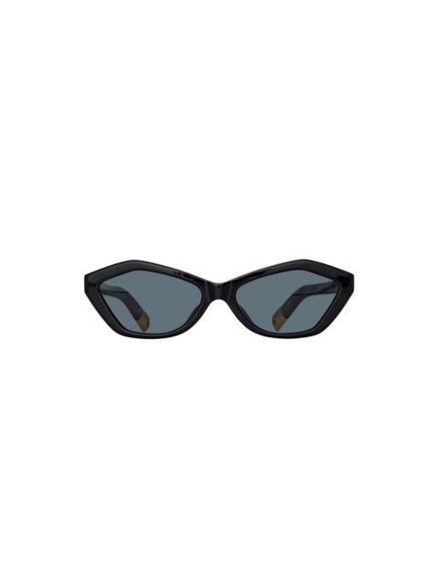 LINDA FARROW X JACQUEMUS BAMBINO ANGULAR SUNGLASSES (BLACK/YELLOW GOLD/GREY)