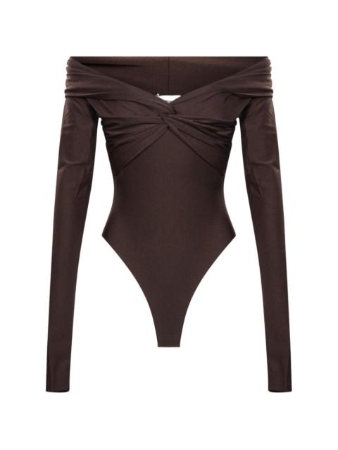 THE ANDAMANE Kendall twist-detail off-shoulder bodysuit