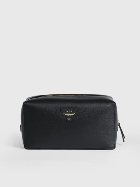 ATP ATELIER Pomaia Black Grained Leather Beauty Bag