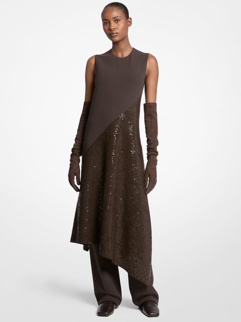 MICHAEL KORS COLLECTION Hand-Embroidered Sequin Double Faced Stretch Wool Dress