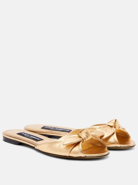 Dolce & Gabbana Metallic leather slides