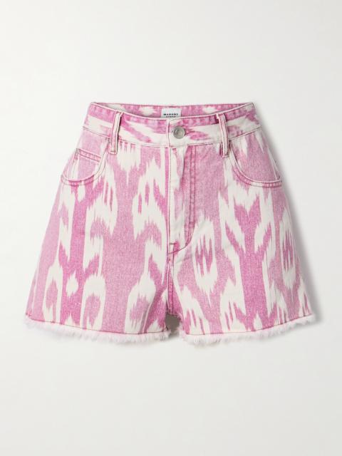 Isabel Marant Étoile Lesia Frayed Printed Denim Shorts