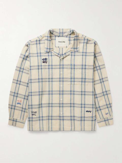 Story mfg. Greetings Camp-Collar Checked Cotton and Hemp-Blend Shirt