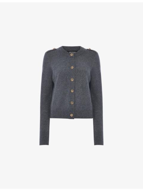 WHISTLES Round-Neck Knitted Wool Cardigan