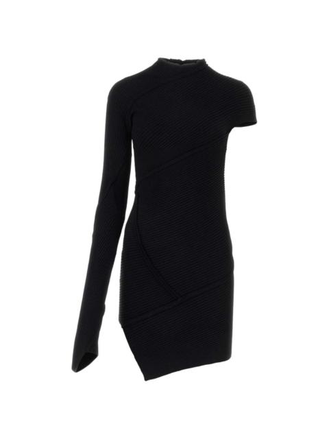 asymmetric-sleeves mini dress