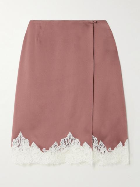 Stella McCartney Lace-trimmed Satin Midi Wrap Skirt