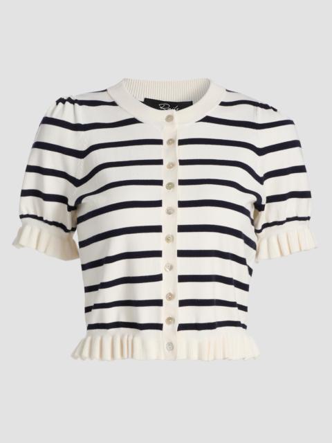 Rails Women's Lora Striped Ruffle-Trim Cardigan - Ivory Navy Stripe