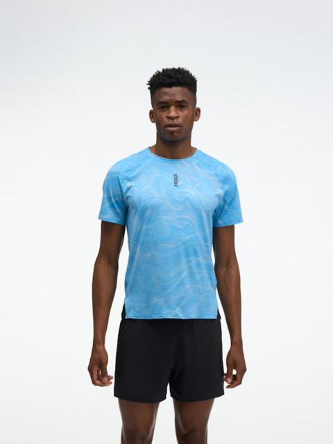 HOKA Men's EveryRun Short Sleeve Shirt in Mineral Blue Prt