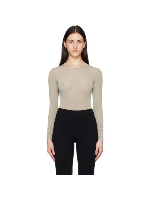 WARDROBE.NYC Taupe Sheer Bodysuit