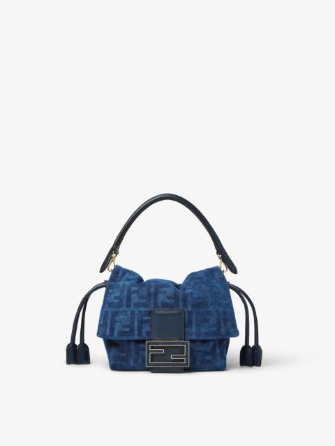 FENDI Mamma Baguette Small Blue FF denim flocked mini-bag