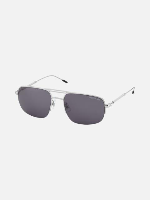Montblanc Rectangular Silver-Colored Metal Frame Sunglasses