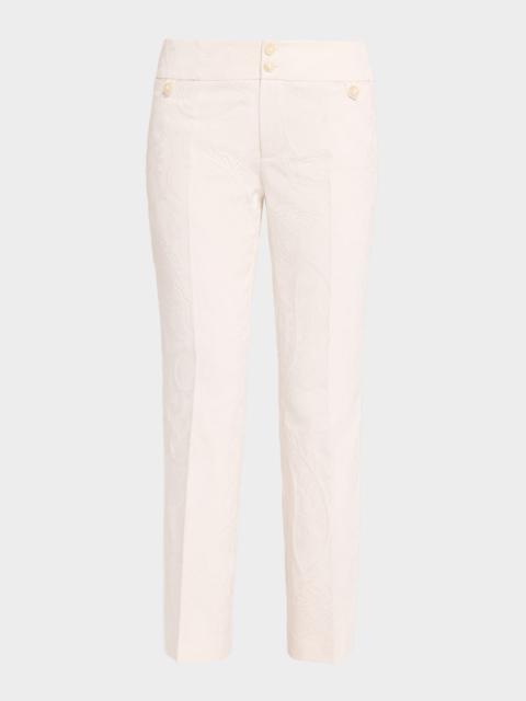 Etro Flared Cotton-Blend Paisley Jacquard Trousers
