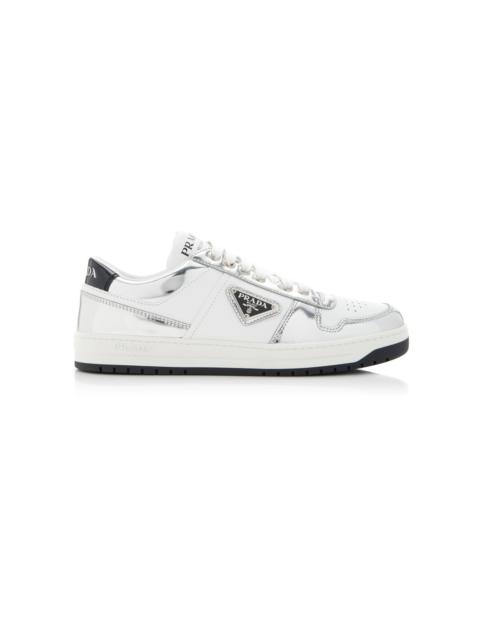 Prada Cassetta Leather Sneakers silver