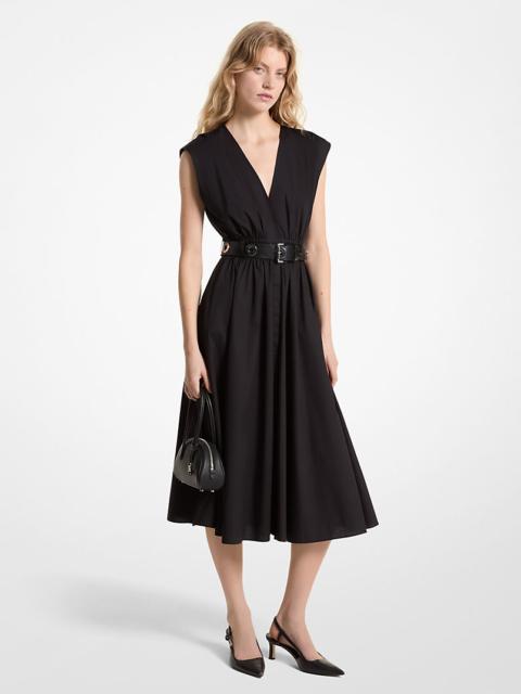 MICHAEL KORS Stretch Organic Cotton Poplin Midi Dress
