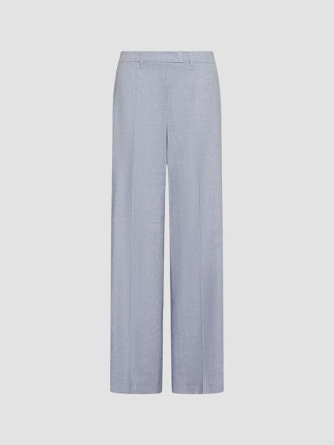MARELLA Women's Herringbone Linen and Viscose Palazzo Trousers - Light Blue