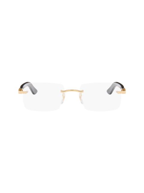 Cartier Gold & Black Elongated 'C de Cartier' Glasses