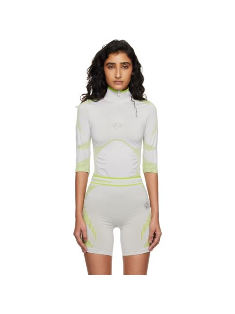 CASABLANCA Gray & Green Seamless Half-Zip T-shirt