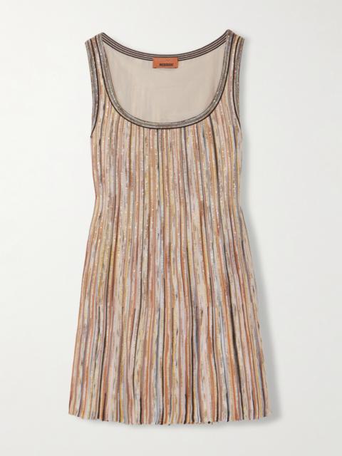 Missoni Striped Sequined Metallic Ribbed-knit Mini Dress