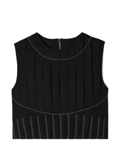 TORY BURCH wool twill pleated top
