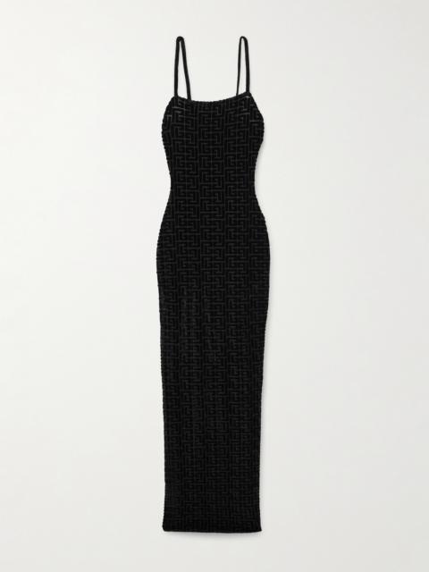Balmain Devoré-velvet Midi Dress