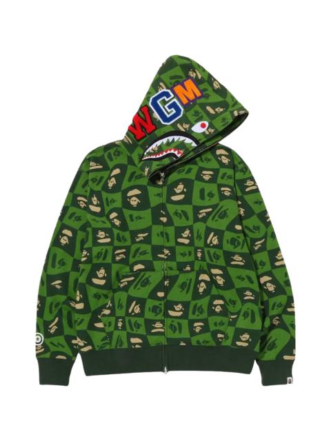 A BATHING APE® Distortion Shark Relaxed Fit Full Zip Hoodie "Green" 1I80 115 002 GREEN