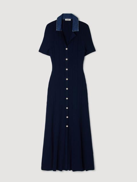 Sandro DENIM COLLAR KNIT MAXI DRESS