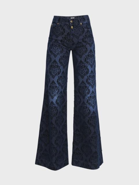 Printed Wide-Leg Jeans