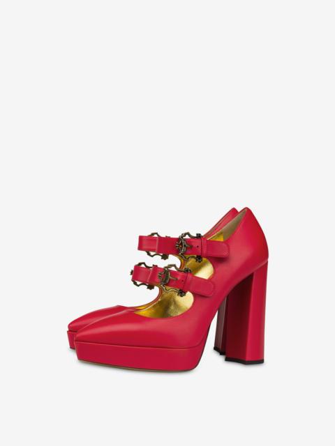Moschino BAROQUE BUCKLES CALFSKIN PUMPS