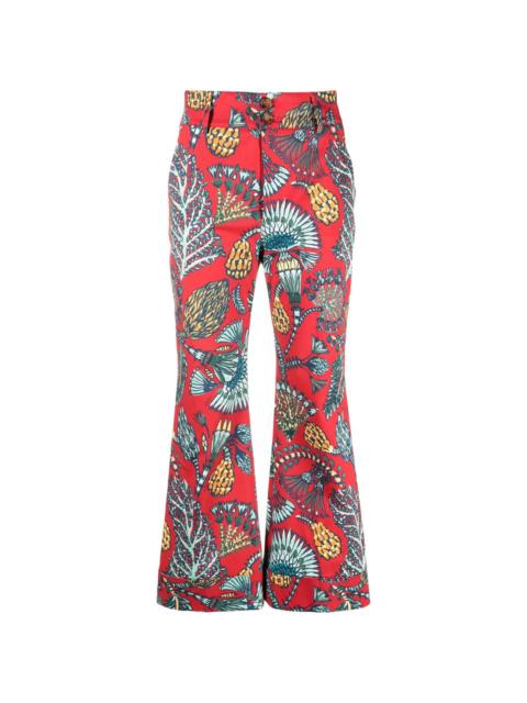 La DoubleJ Hendrix botanical-print flared trousers