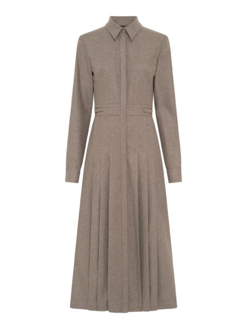 GABRIELA HEARST Ethel Shirtdress in Walnut Wool Cashmere Flannel
