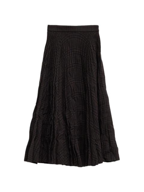 crinkled pleated midi skirt