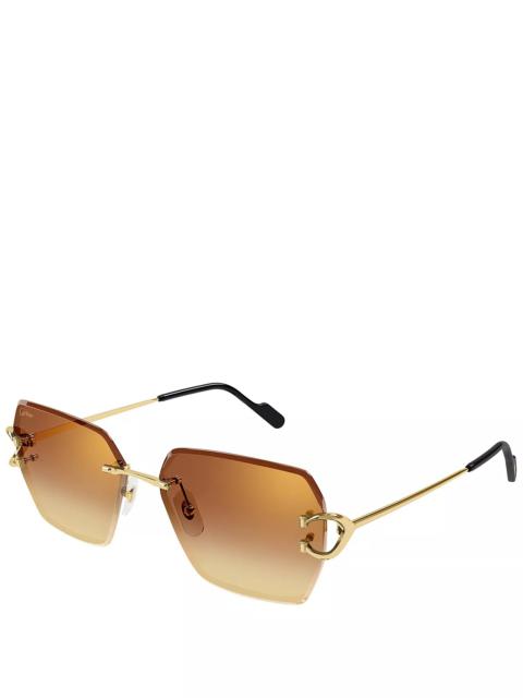 Decor 24 Carat Gold Plated Rimless Butterfly Sunglasses, 58mm