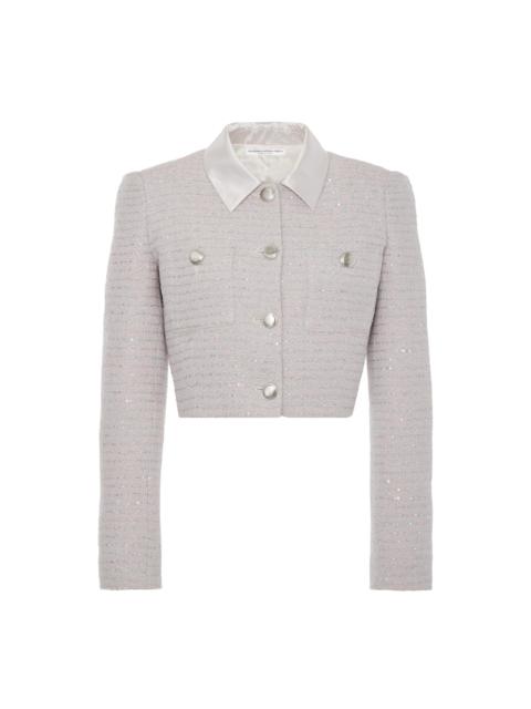 Alessandra Rich SEQUIN TWEED CROPPED JACKET WITH COLLAR