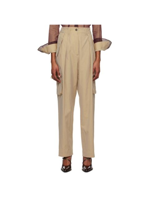 Dries Van Noten Beige Pleated Trousers