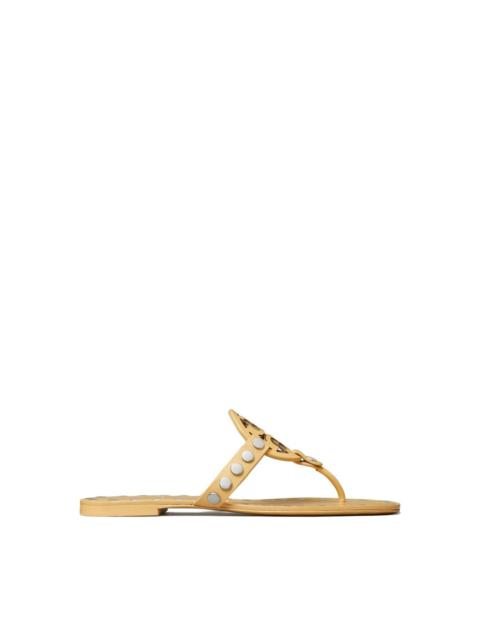 TORY BURCH Studded Miller leather flat sandals