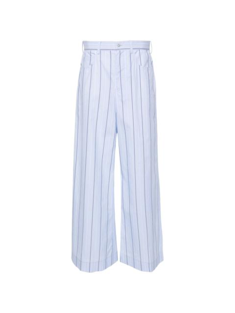 poplin striped wide trousers