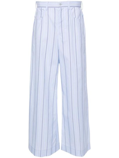 poplin striped wide trousers